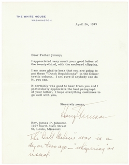 1949 President Harry Truman Signed Letter (Beckett)